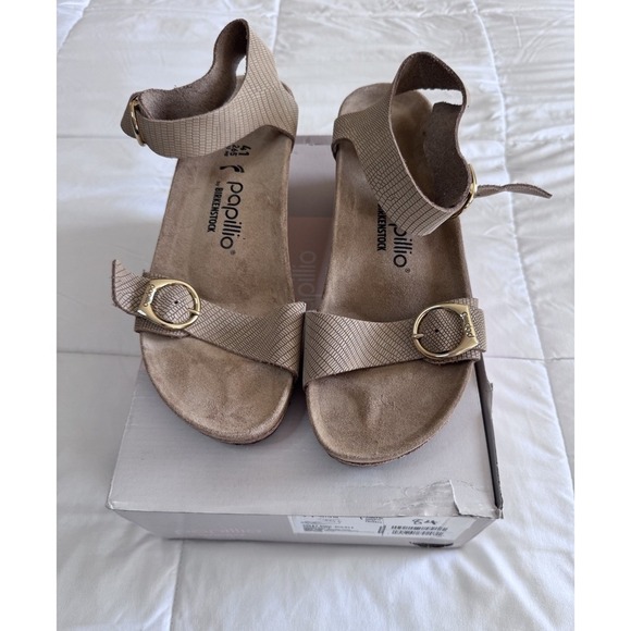 New Papillio Soley Ring Buckle Wedge Sandal beige SAND CASTLE Sz 41 10 NWB - Picture 1 of 9
